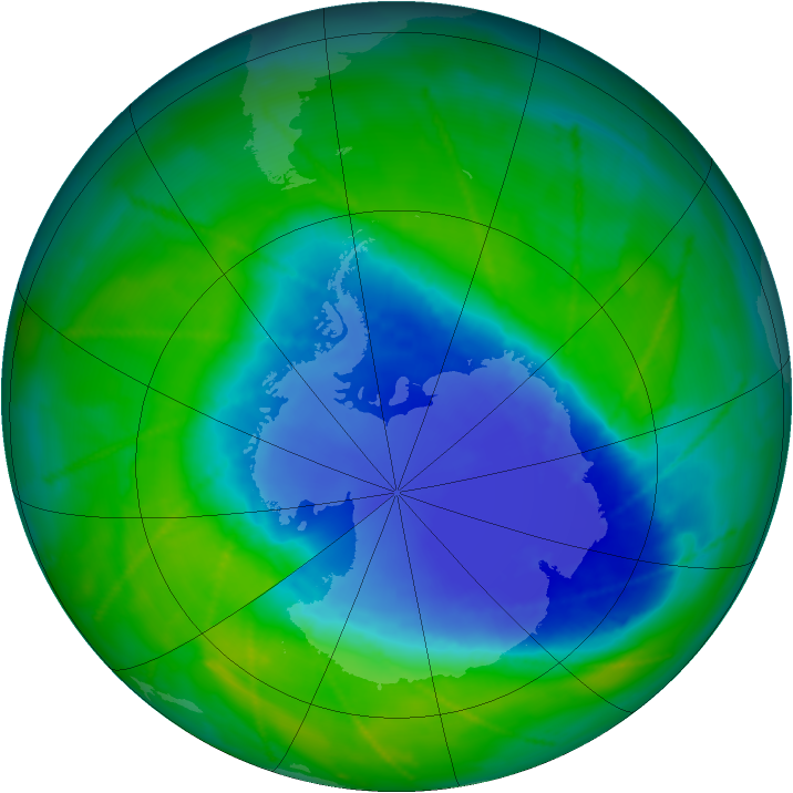 Antarctic ozone map for 27 November 2010